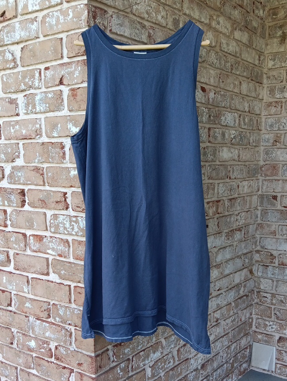 Sleeveless Crewneck Tank Dress in Slate Blue